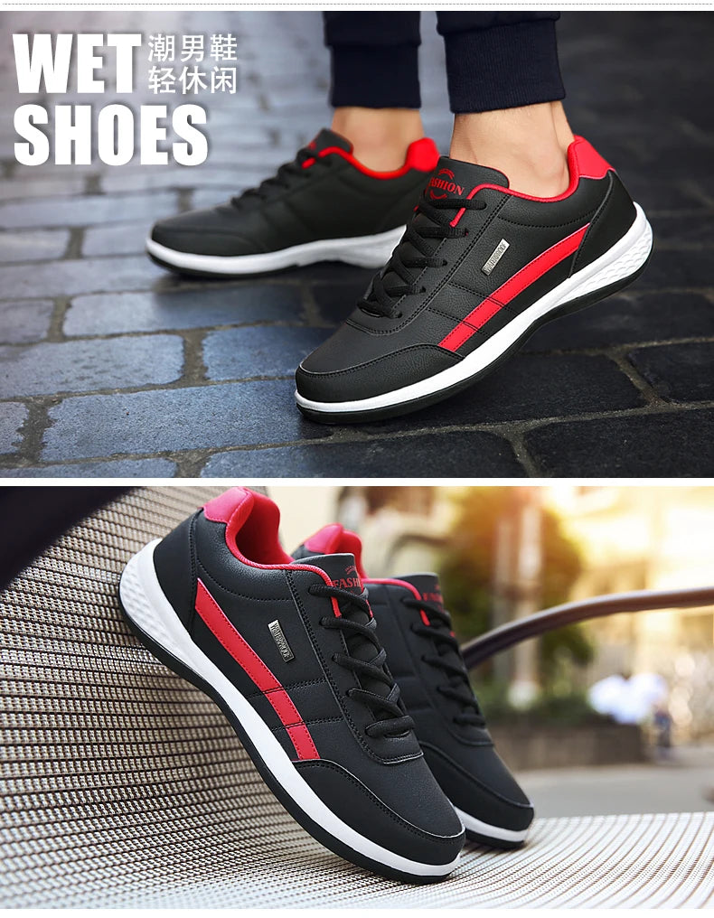 Pu Leather Men Shoes Sneakers Trend Casual Breathable Leisure Male Sneakers Non-Slip Footwear Vulcanized Shoes Tenis Masculino