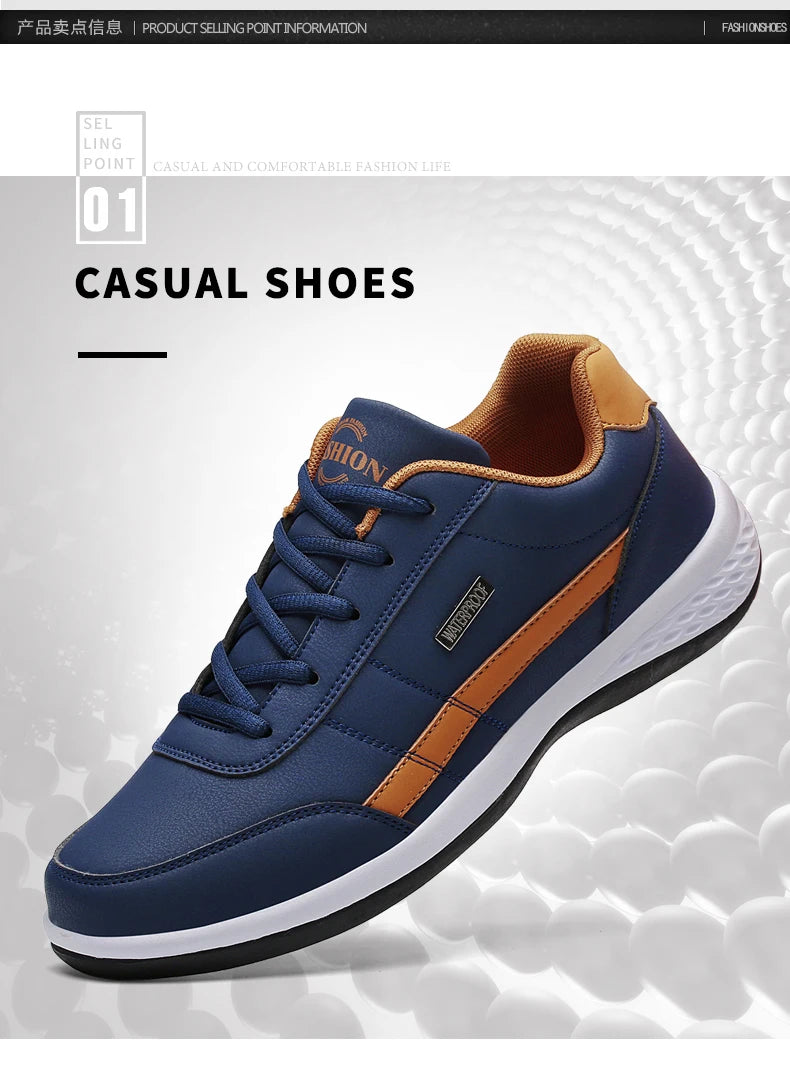 Pu Leather Men Shoes Sneakers Trend Casual Breathable Leisure Male Sneakers Non-Slip Footwear Vulcanized Shoes Tenis Masculino