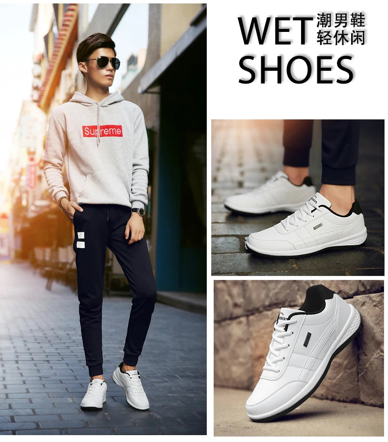 Pu Leather Men Shoes Sneakers Trend Casual Breathable Leisure Male Sneakers Non-Slip Footwear Vulcanized Shoes Tenis Masculino