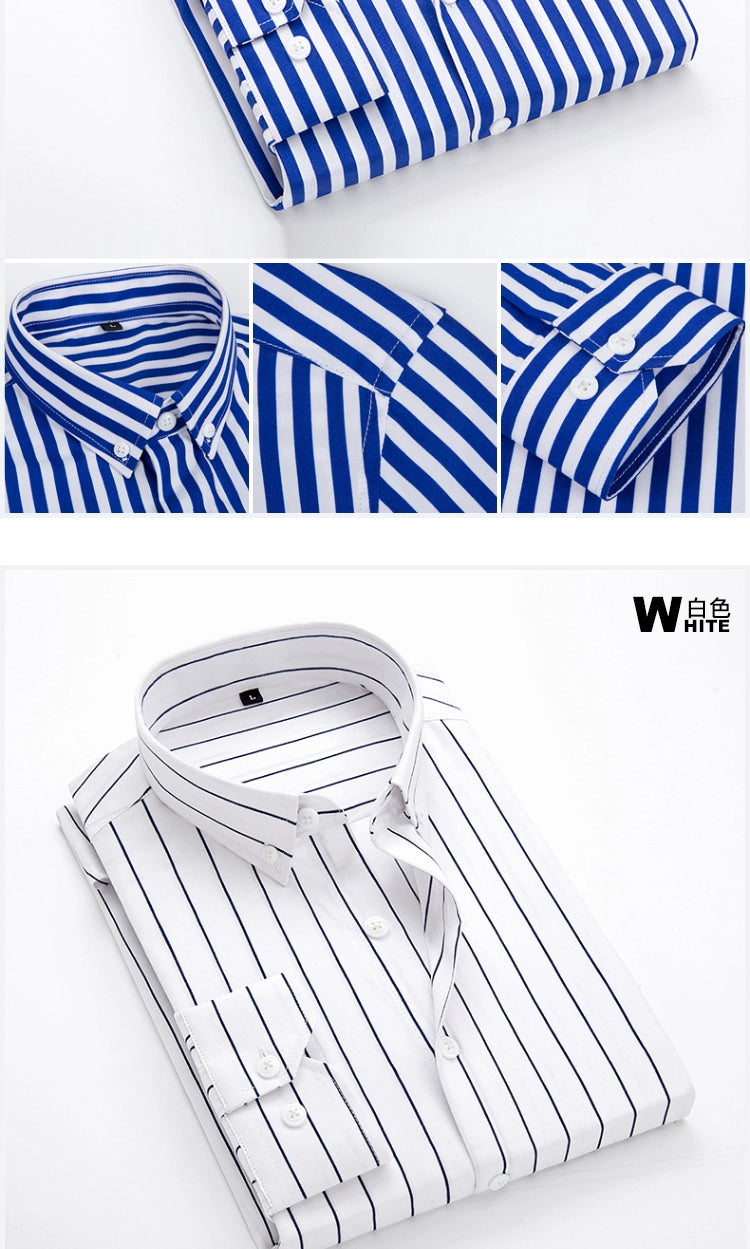 Men Striped Shirts Slim Fit Long Sleeves 2024 Spring summer thin Camisas De Hombre Korean Solid Casual Dress Shirts Men clothing