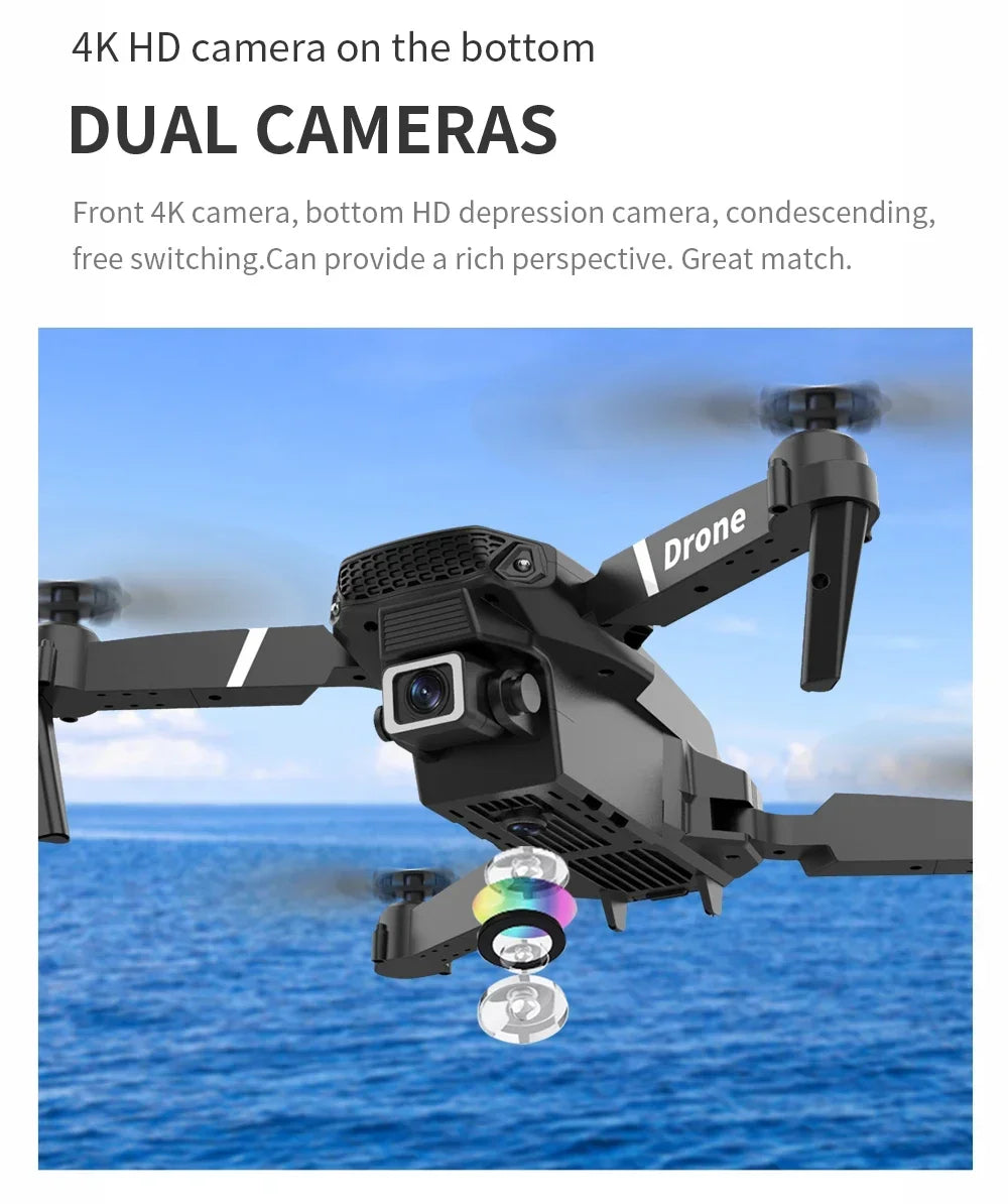 Professional Drone E88 4k wide-angle HD camera WiFi fpv height Hold Foldable RC quadrotor helicopter Camera-free children's toys