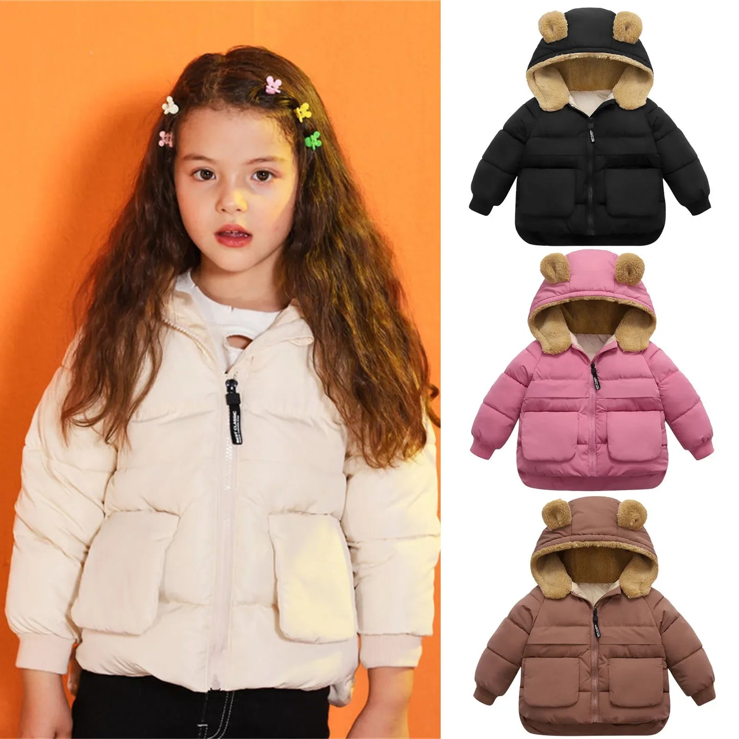 1-5 Years Down Children Parka Infant Kids Jackets Coat Outwear Cute Bear Ear Hooded Winter Clothes Baby Boys Girls Cotton Jacket