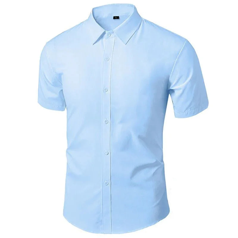 Summer Shirt for Men Daily Casual White Shirts Short Sleeve Button Down Slim Fit Male Social Blouse 4XL 5XL