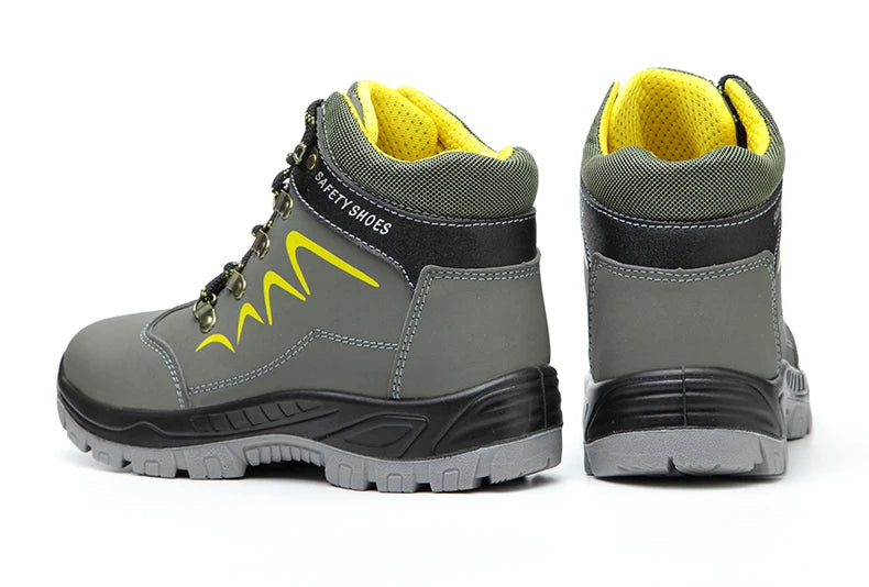 Construction Work Safety Boots Men High Top Steel Toe Safety Shoes Anti-smash Puncture Proof Shoes Non Slip Rubber Work Boots