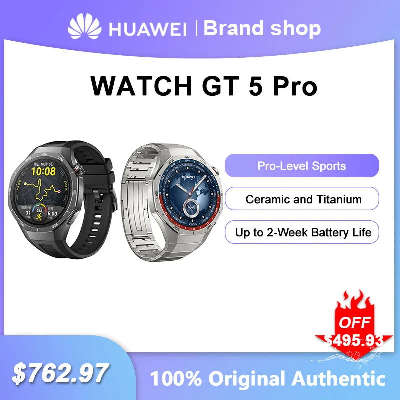 Huawei WATCH GT 5 Pro Smartwatch Bluetooth Phone Call Custom Watch Face Full Tcuch Screen Smart Bracelet 2 Week Battery Life