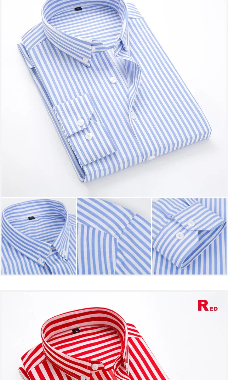 Men Striped Shirts Slim Fit Long Sleeves 2024 Spring summer thin Camisas De Hombre Korean Solid Casual Dress Shirts Men clothing